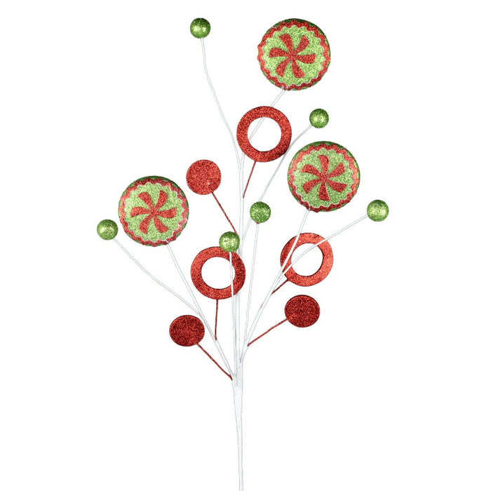 32 in Glitter Disk Spray - Red/Green