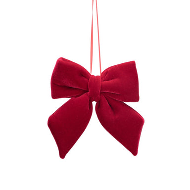 5 1/2 in Velvet Bow Ornament w/Hanger - Burgundy