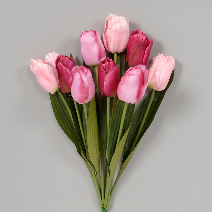 19 in Polyester/Satin Mixed Tulip Bush
