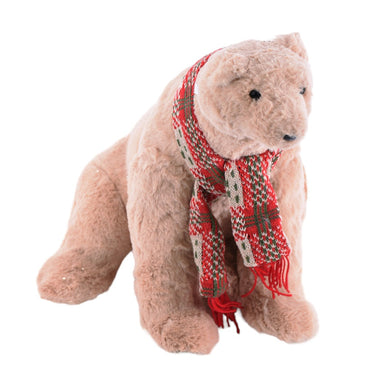 11.75 in Bear w/Scarf Sitting - Brown/Natural