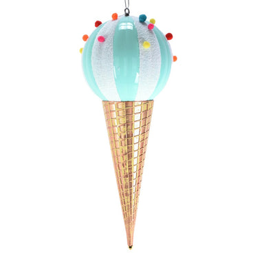 26 in Ice Cream Cone Ornament - Blue