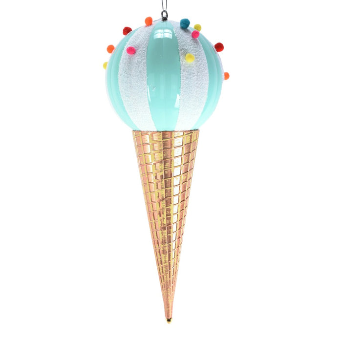 26 in Ice Cream Cone Ornament - Blue