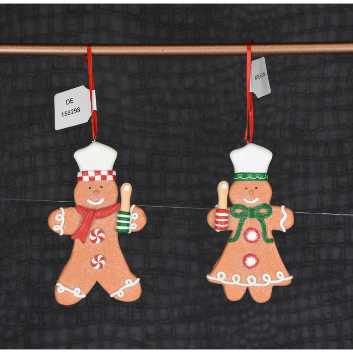 4.25" Gingerbread Ornament - Red/Green/Natural
