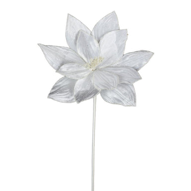 22 in Velvet Poinsettia Stem - White