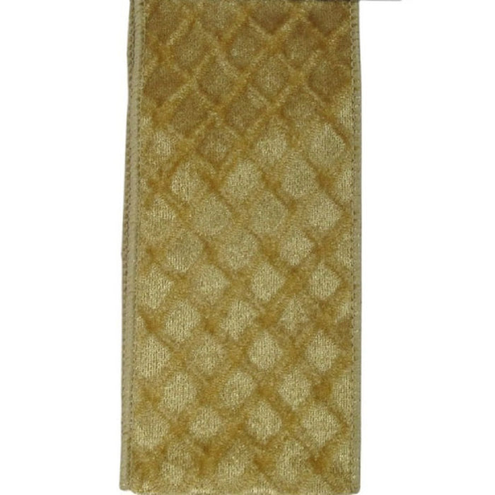 2.5 in Velvet Diamond Ribbon - Gold