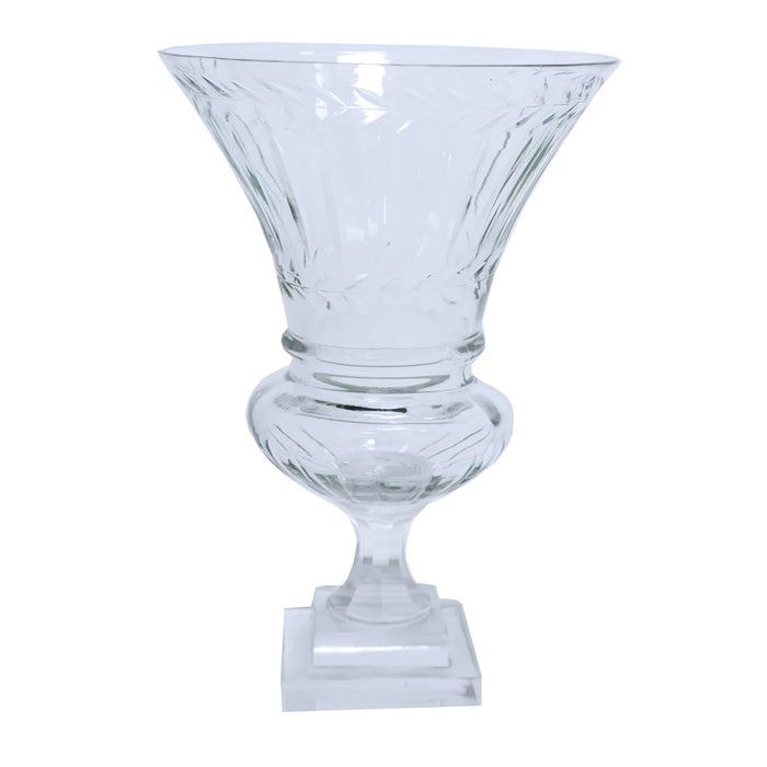 8" Stripe & Leaf Cut Urn