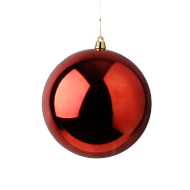600 Mm Plastic Ball Ornament w/Cord Hanger - Red/Gold