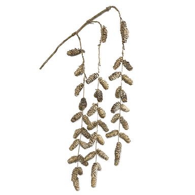 44" Hanging Glitter Pine Cone Vine - Champagne