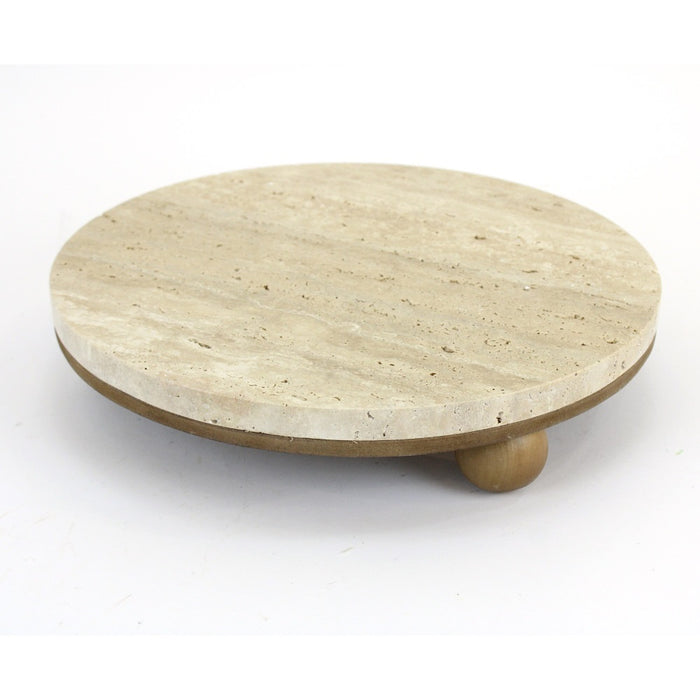 Marble Wooden Tray Round - Natural
