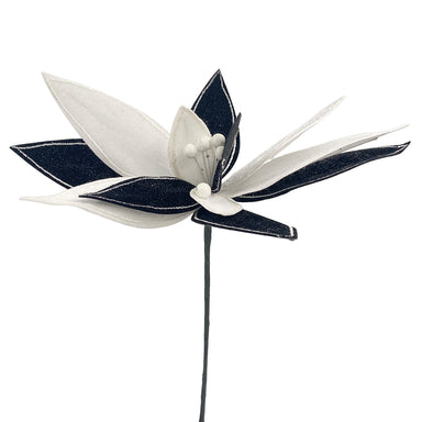 22" Velvet Poinsettia - Black/White