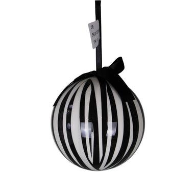 120 Mm Stripe Ball Ornament - Black/White