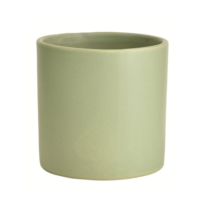 5 in Stoneware Cylinder - Matte Celery Green