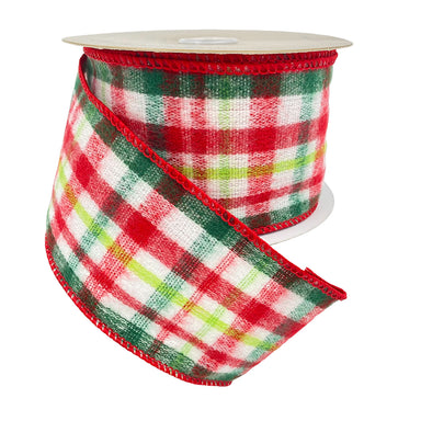 Wool Plaid Ribbon - Red/White/Green