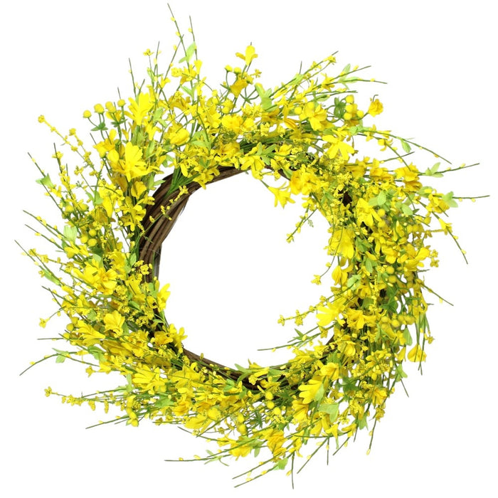24 in Forsythia Wreath - Yellow/Natural