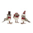 6 1/4 in Fabric/Flocked Styro Birds w/Hats, Bowties & Earmuffs