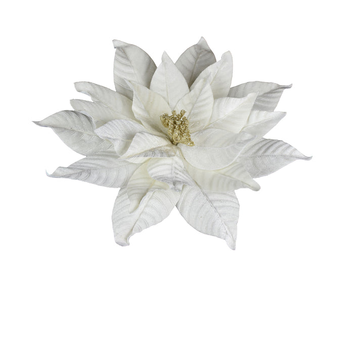 Giant Velvet Poinsettia Stem - Ivory