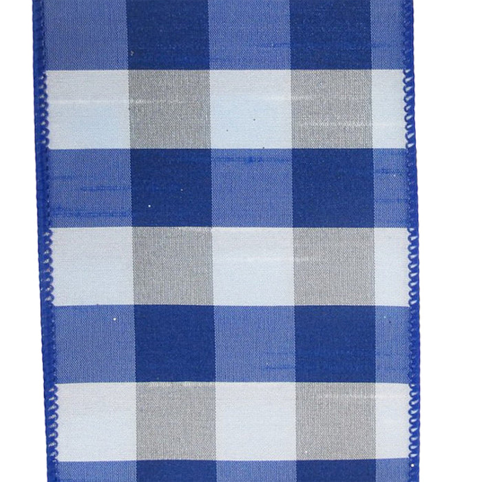 4 in Check Ribbon - Blue/White