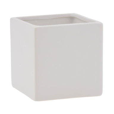 5" Stoneware Cube - Matte White