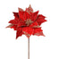 18" Velvet Poinsettia w/Glitter - Two Tone Red