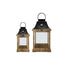 Lantern, Plain Black/Brown, Set of Two