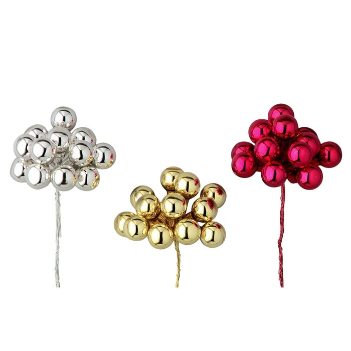 30 Mm Shiny Glass Christmas Balls - Assortment of 3