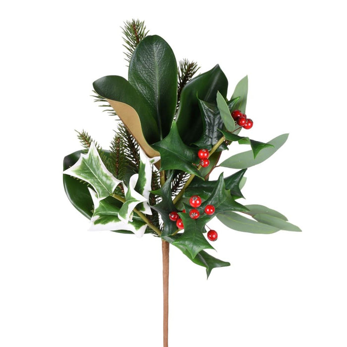 Holly Eucalyptus Spray Green Red