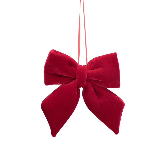 5 1/2 in Velvet Bow Ornament w/Hanger - Burgundy