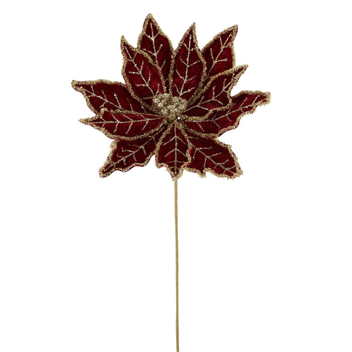 20 in Poinsettia Stem - Burgundy/Gold