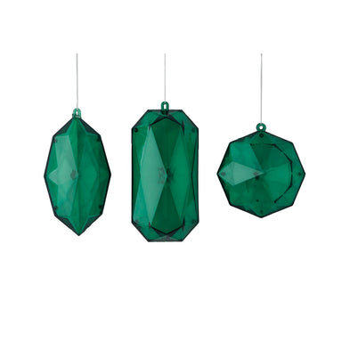 Plastic Jewel Ornament w/Hanger - Emerald