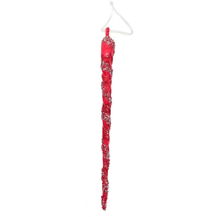 11.5 in Acrylic Pearl Drop Ornament - Red/Silver