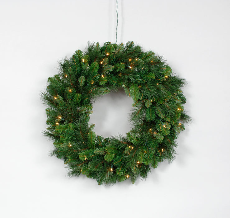 Vinyl Pre-Lit Deluxe Evergreen Double Wreath