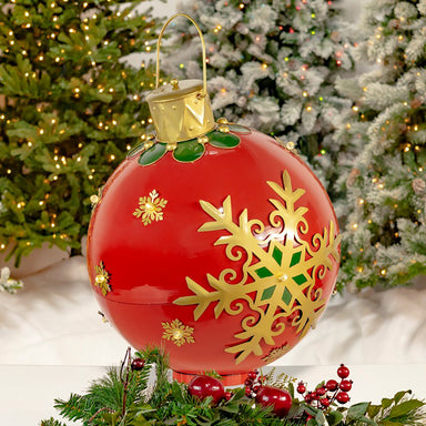 28.27 in Tall Oversized Metal Christmas Ball Decoration w/LED Lights