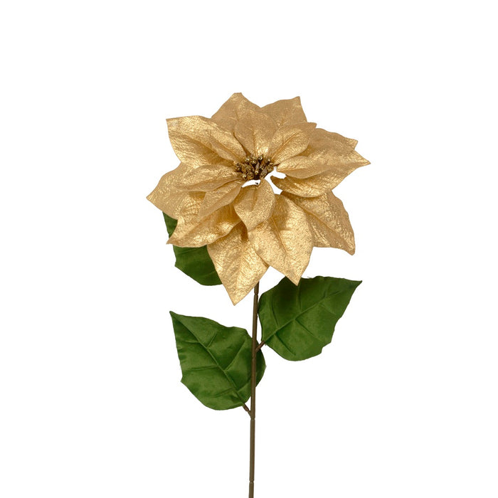 28 in Polyester Metallic Poinsettia Spray - Gold
