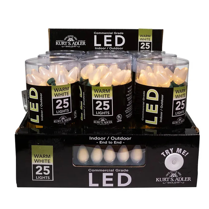 25L Pearl C7 White LED Green Wire Lights