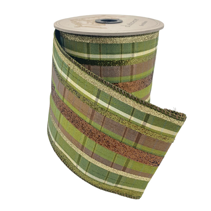 Faux Dupion Plaid Glitter Stripe Ribbon