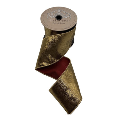 4 in Brushed Metallic Antique Ribbon - Gold/Burgundy