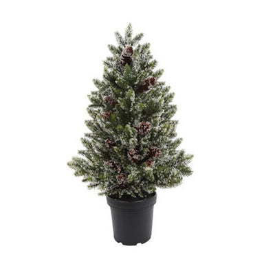 28 in Iced Pine/Pinecone Tree in Pot - Green