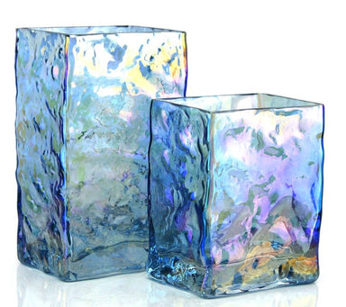 Opalescent Rectangle Vase - Blue