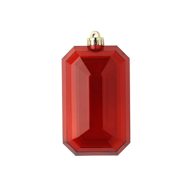 6 1/4 in Plastic Rectangle Jewel Ornament - Red