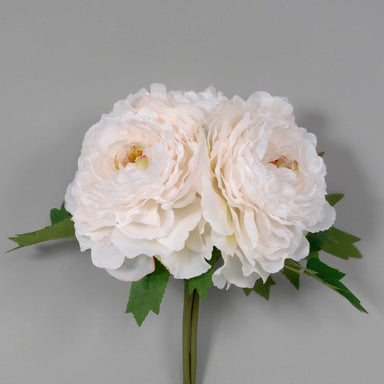 11"L Polyester Peony Bundle - Cream/Ivory