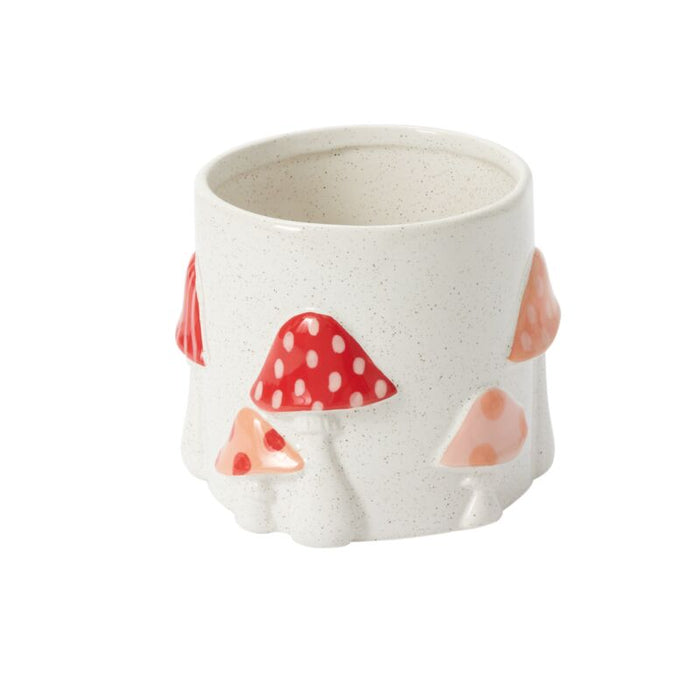 5.5 in Cheerful Mushroom Pot - Cream