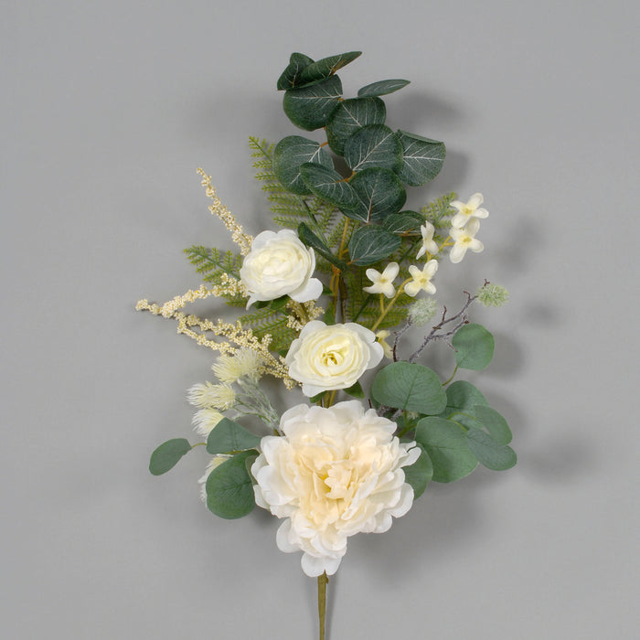 29" Polyester Mixed Flower Spray - Green/White