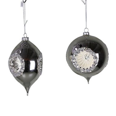 6.75 in Glass Reflector Ornament - Platinum