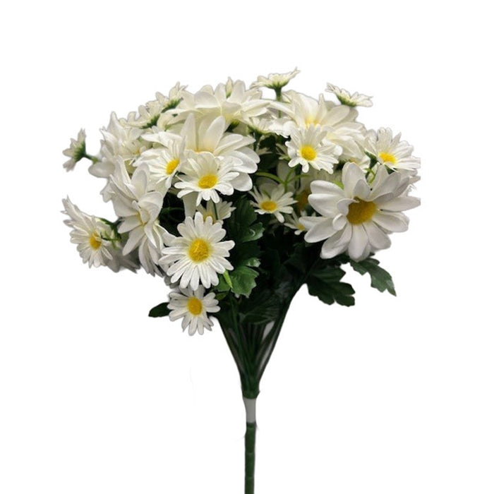 15 1/2 in Polyester Mixed Daisy Bush - Cream