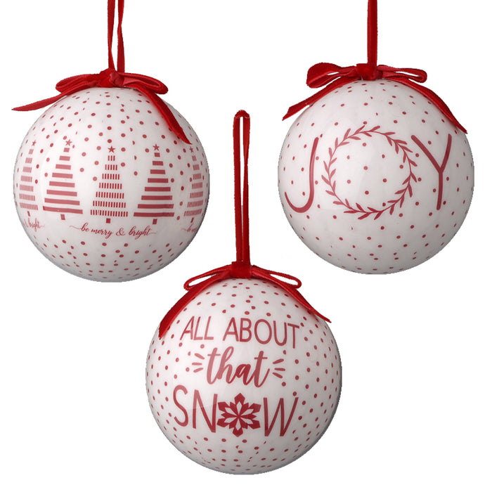 Ball Ornaments - Red/White