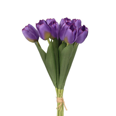 15" Tulip Bunch Tied w/Raffia - Purple