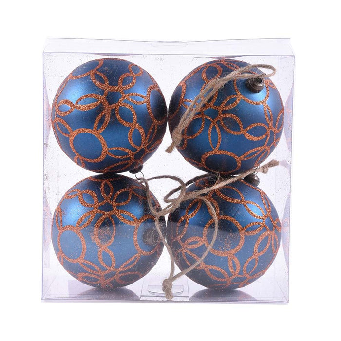 4" Glitter Weave Ball Ornament - Blue/Copper