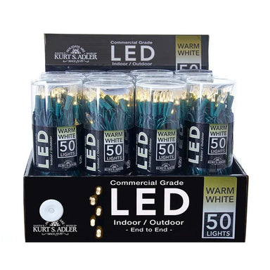 50 Light Miniature Clear LED Green Wire Light Set