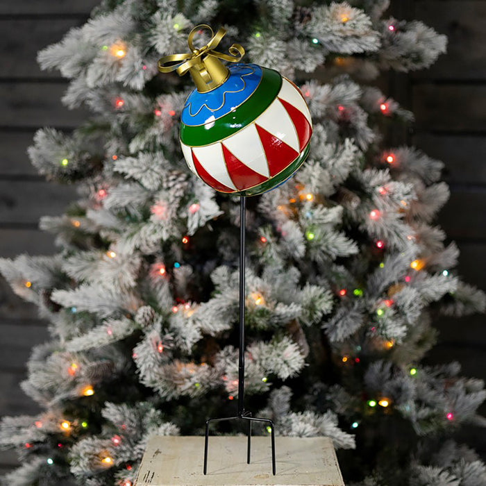 30.9 in Tall Multi-Colored Christmas Ball Ornament Stake