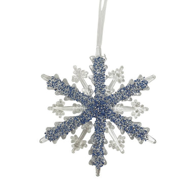 6.25 in Acrylic Jewel Snowflake Ornament - Blue/Clear